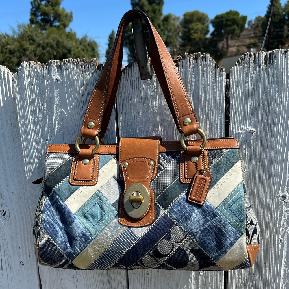 Coach B0893‑12216 Denim Patchwork Satchel – Hamptons/Legacy Era